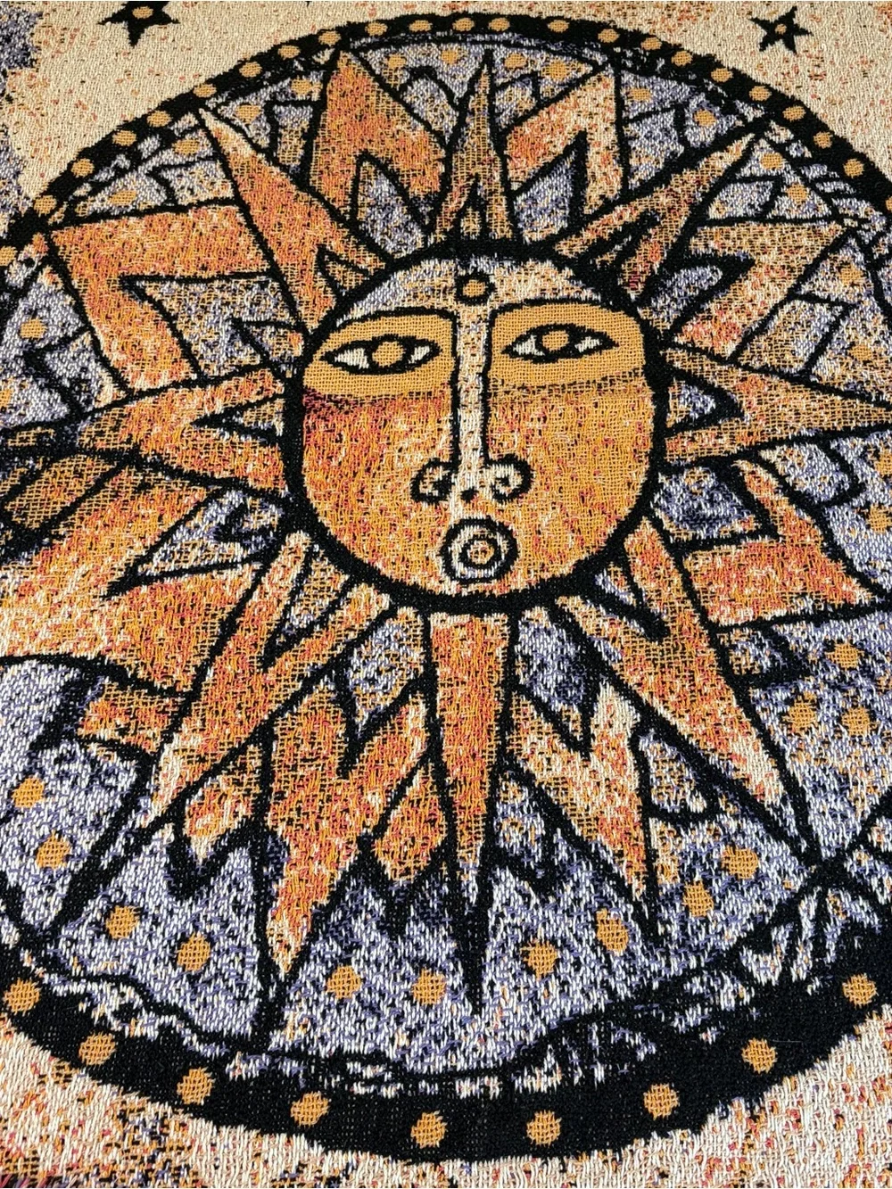 Vintage Laurel Burch - Rug Barn Celestial Sun Throw Blanket Tapestry